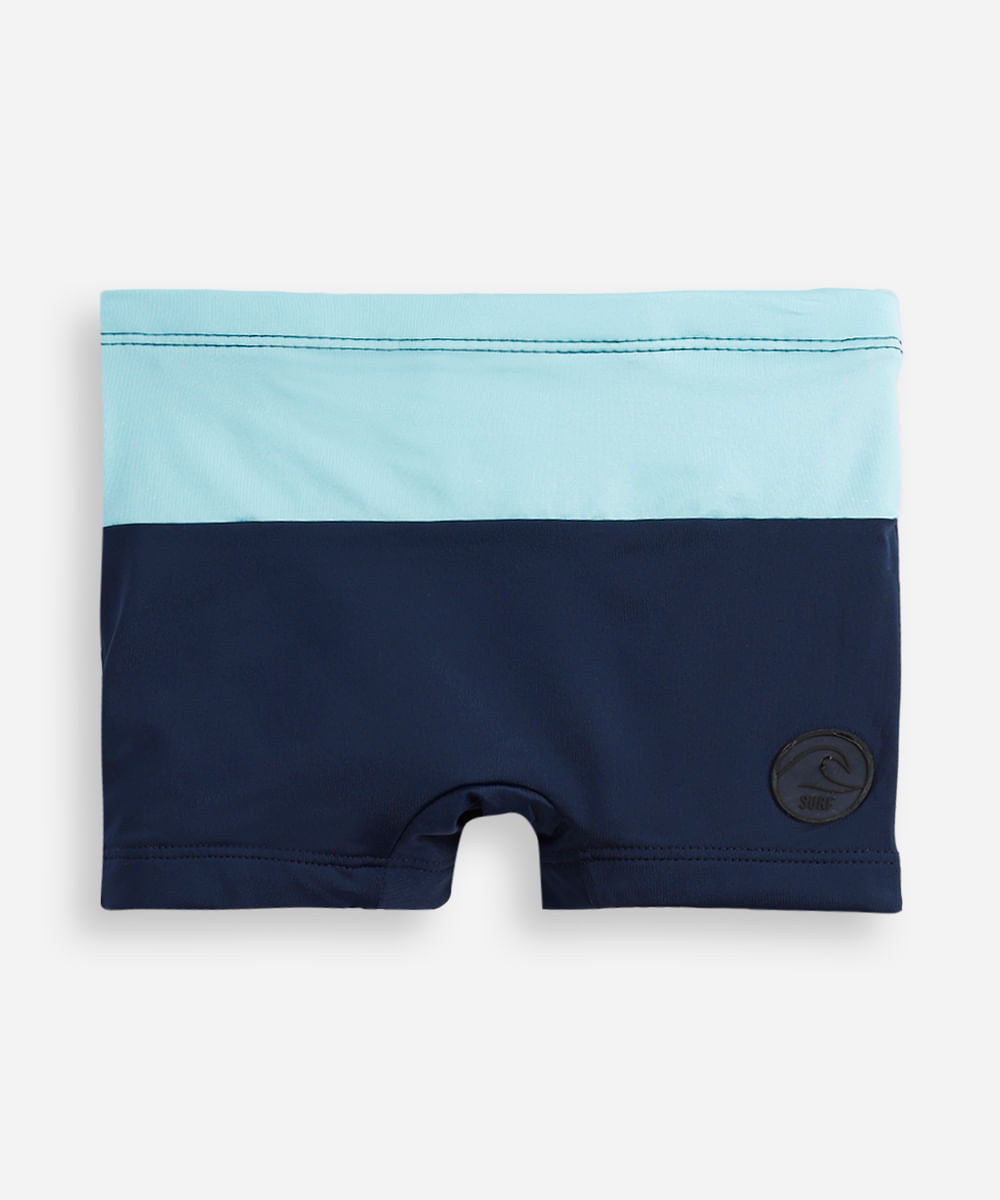 sunga infantil boxer bicolor azul