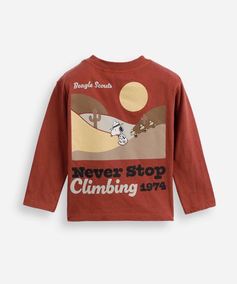 blusa de algodão infantil manga longa snoopy vermelha