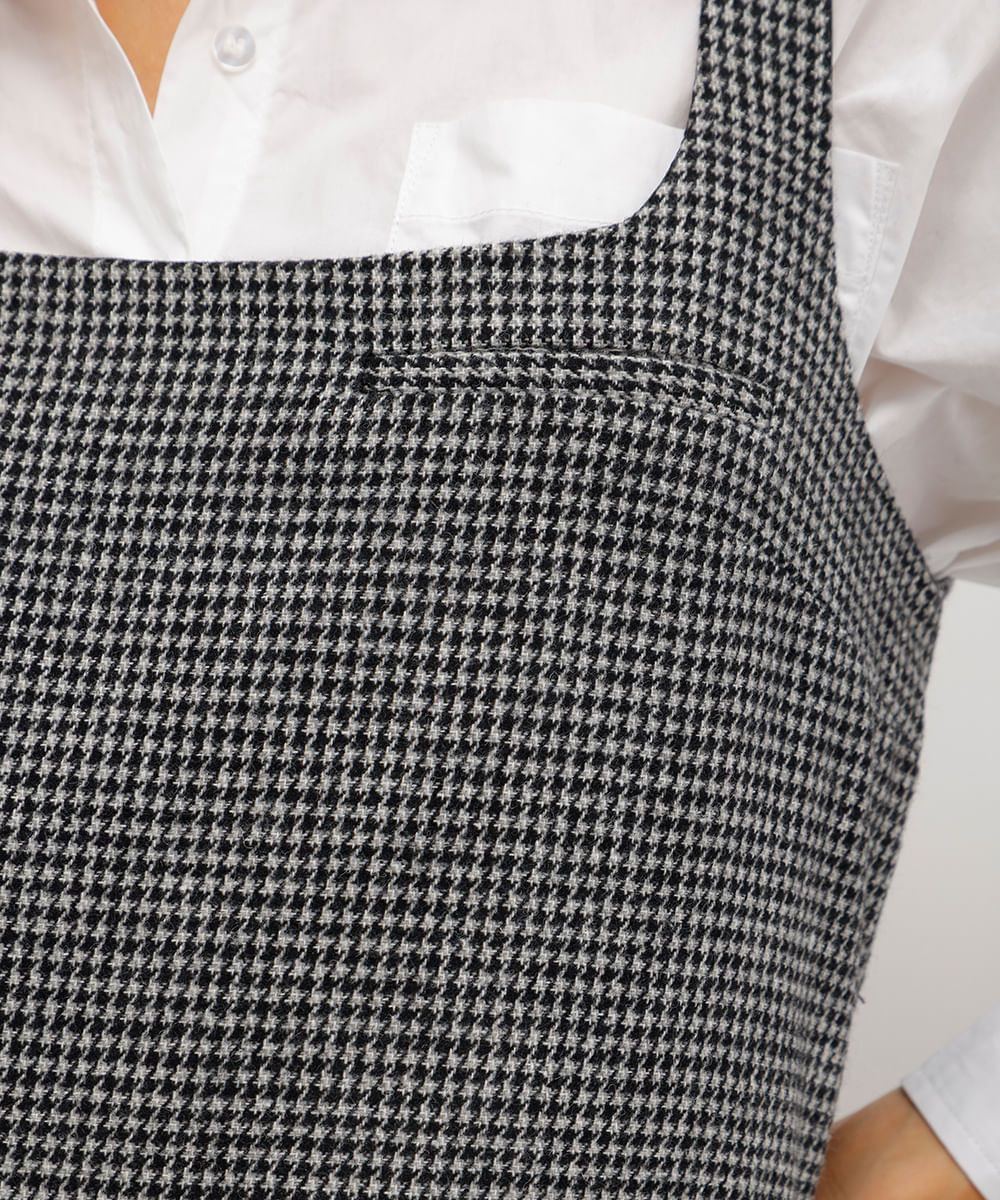 vestido curto feminino pied de poule  preto