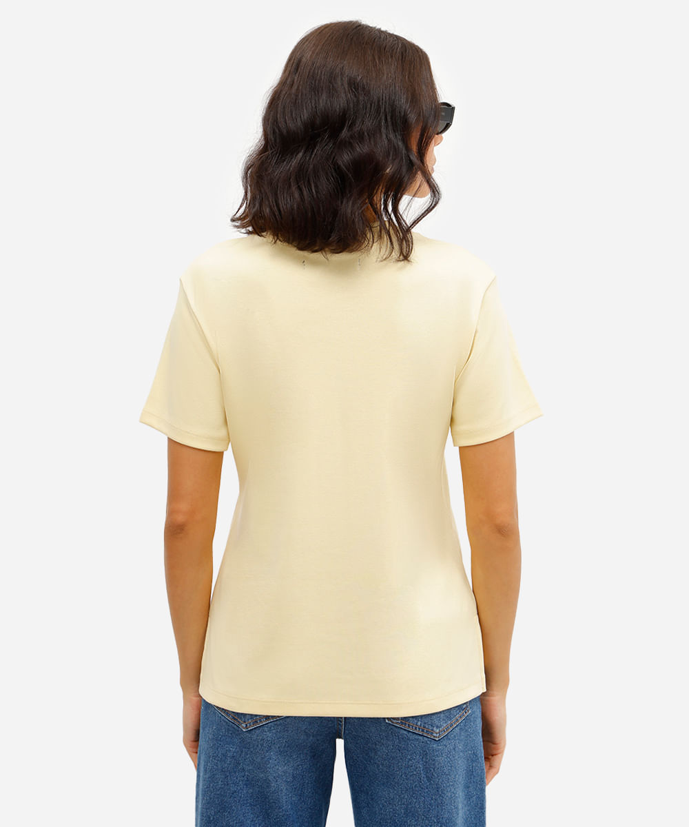 camiseta oversized feminina de algodão peruano interlock amarela