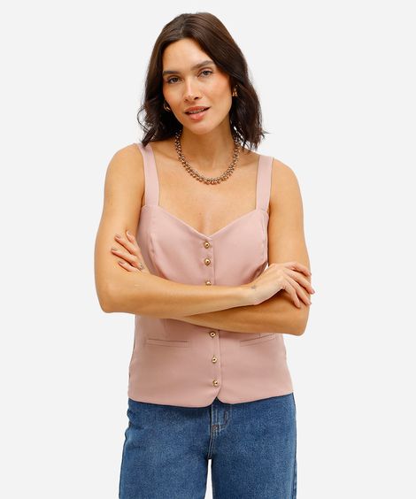 blusa feminina acetinada decote coração rosa
