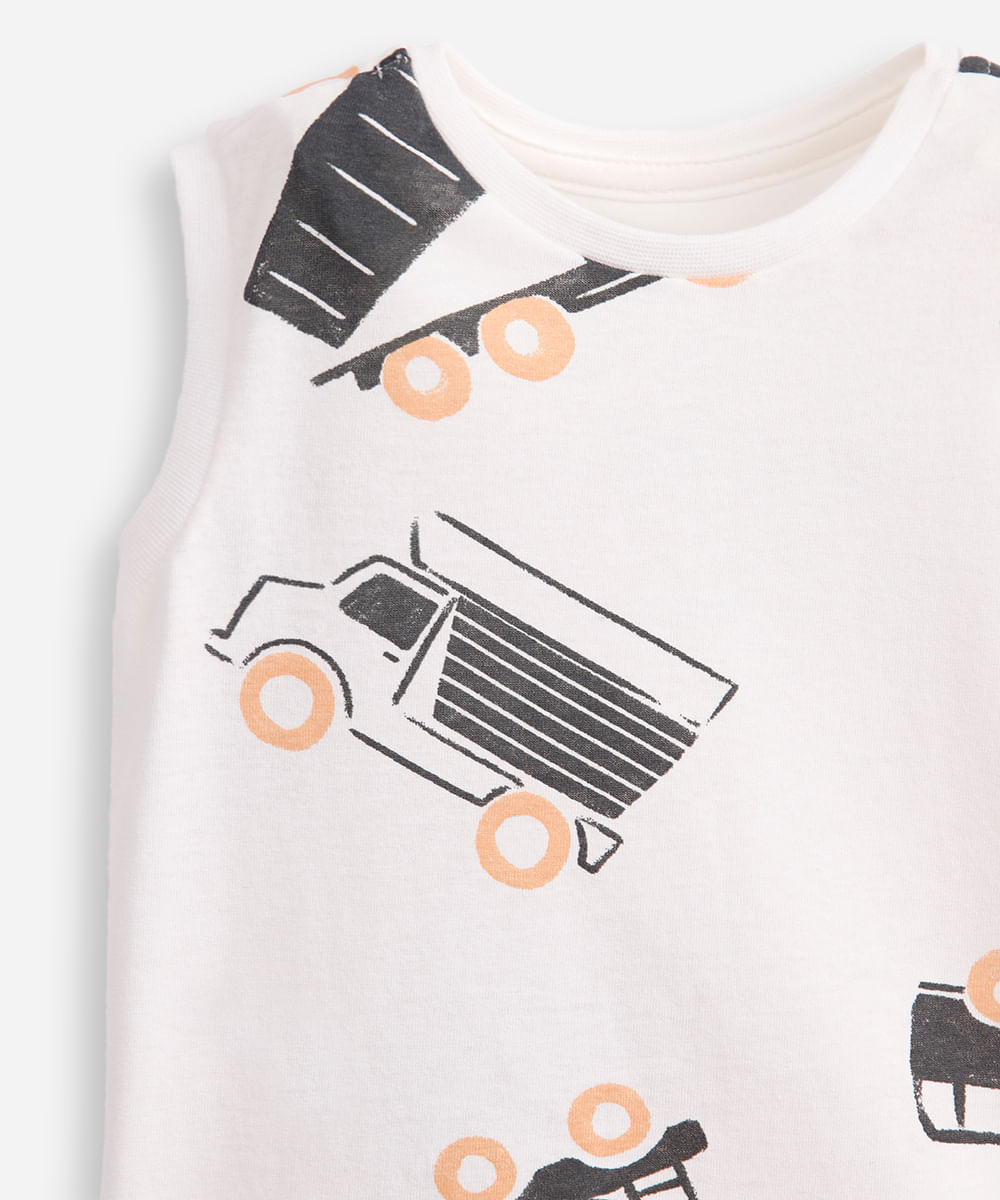 kit 2 regatas infantis caminhões colorido