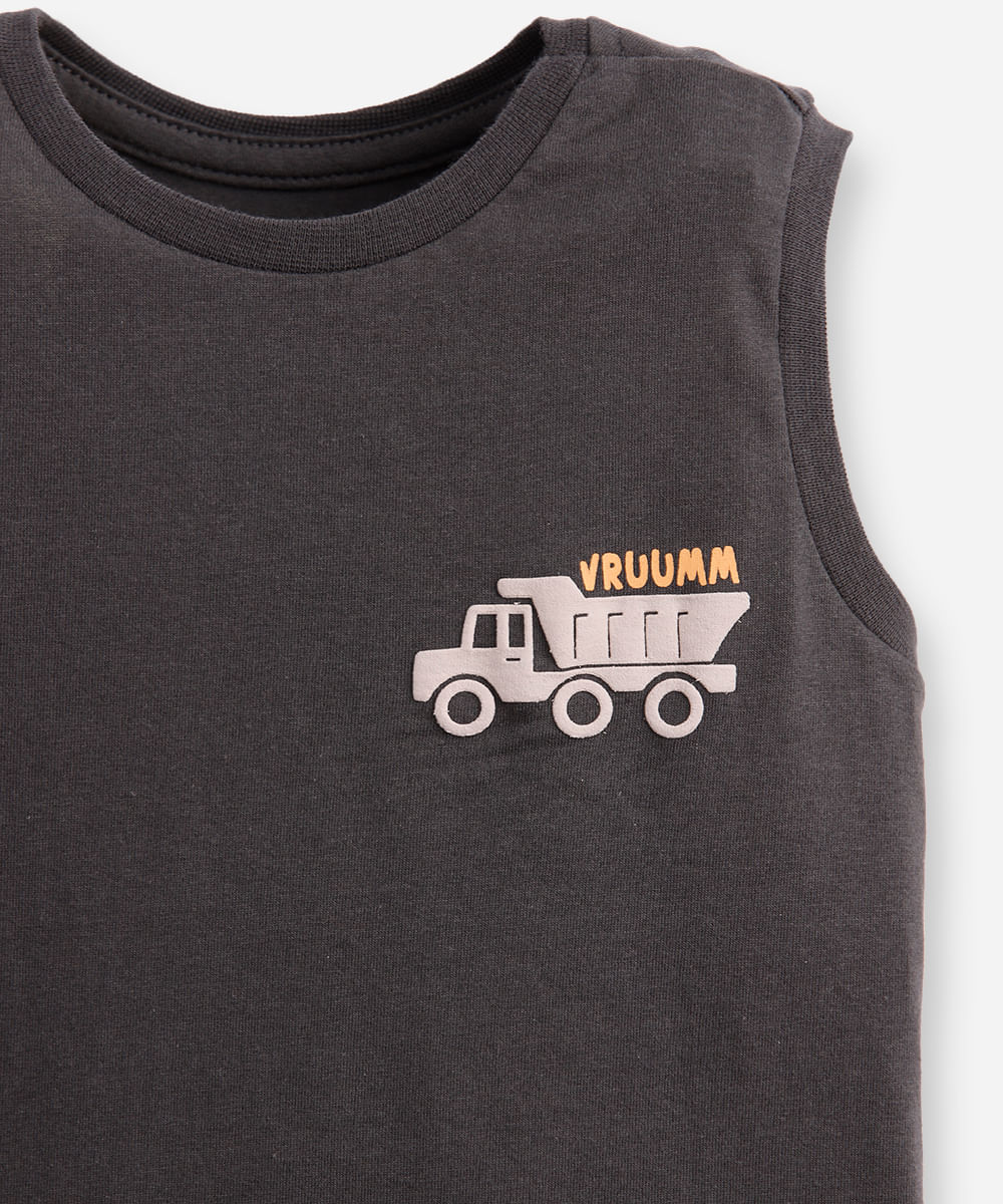 kit 2 regatas infantis caminhões colorido