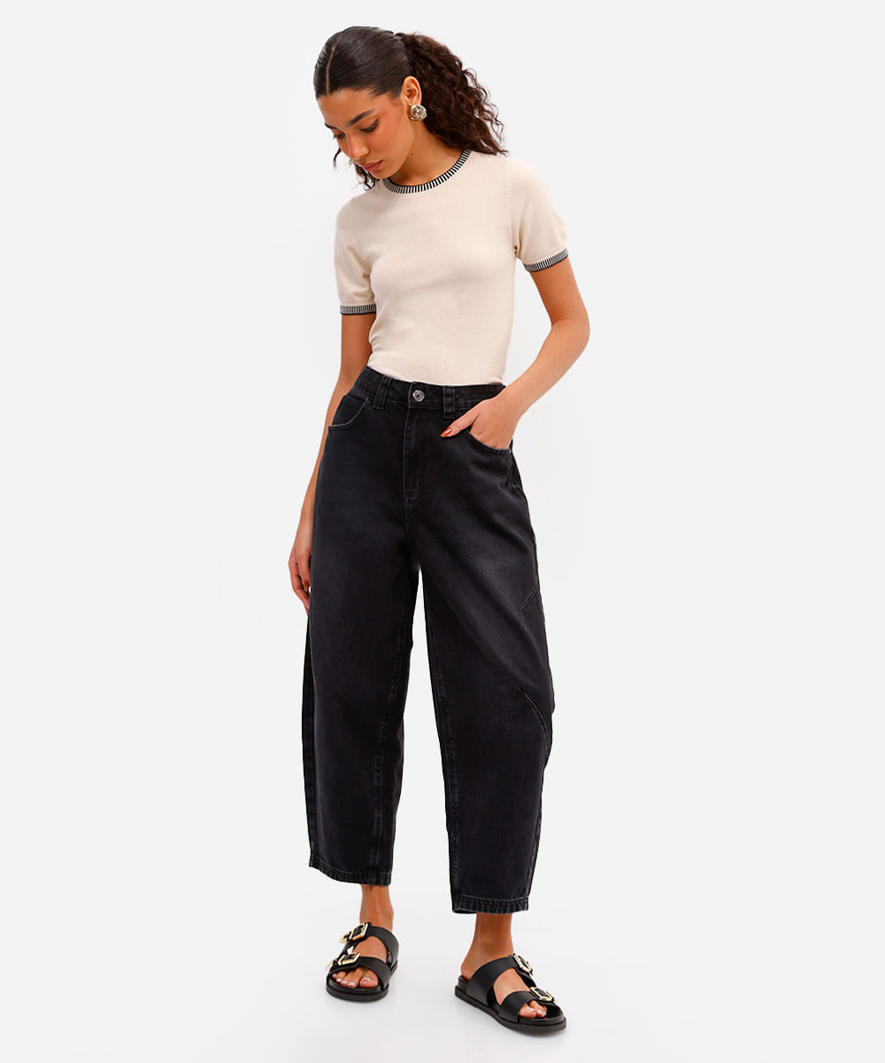 blusa feminina de tricot manga curta bege