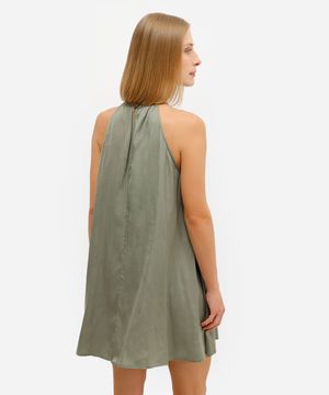 vestido curto feminino acetinado halterneck verde