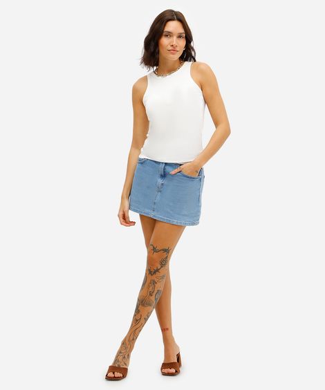 short saia feminino jeans azul