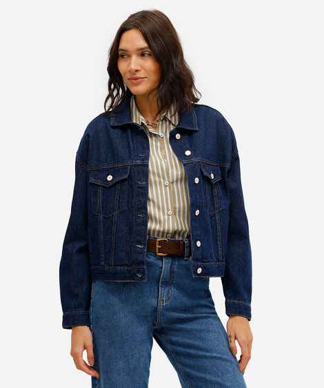 jaqueta feminina jeans azul