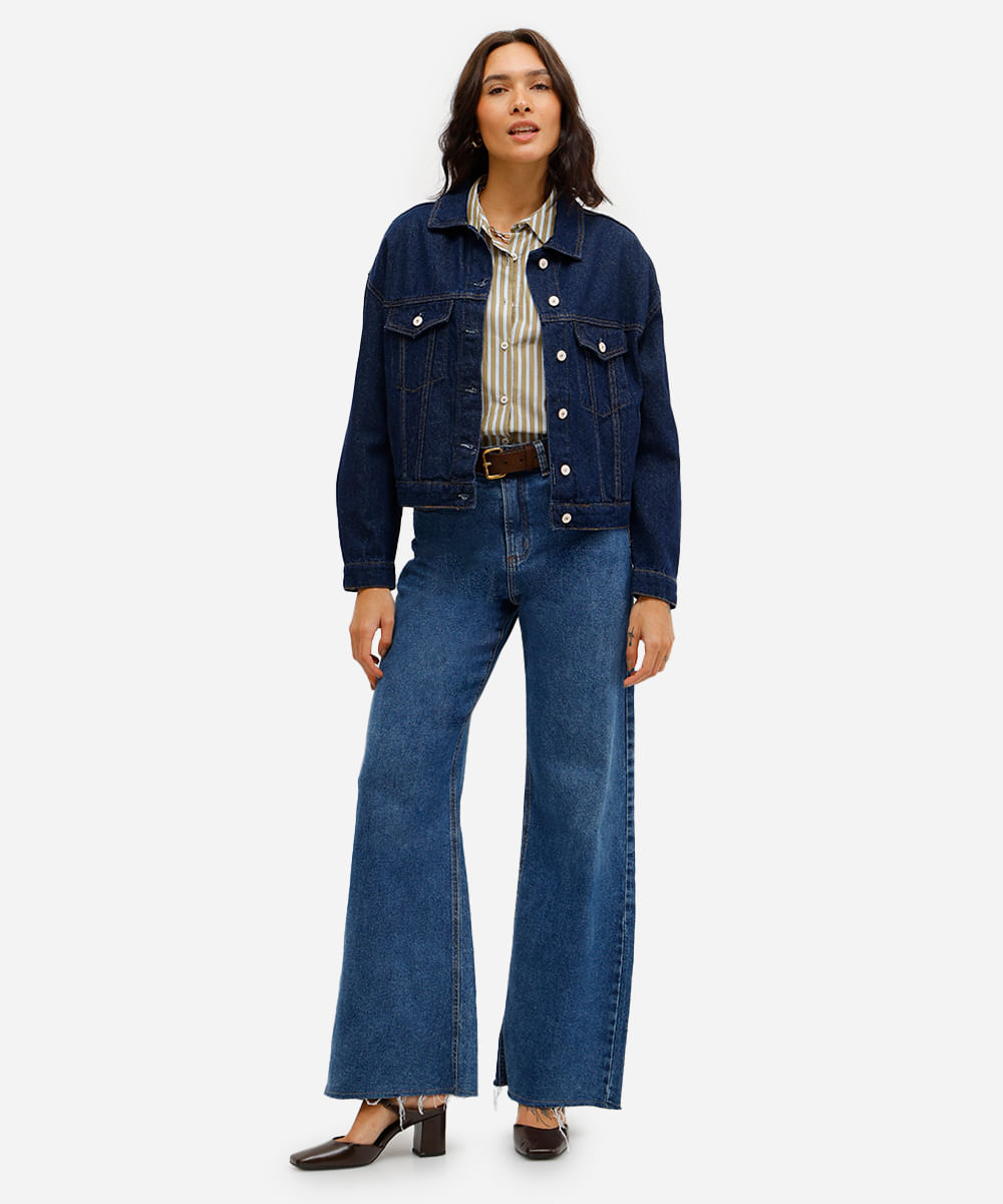 jaqueta feminina jeans azul