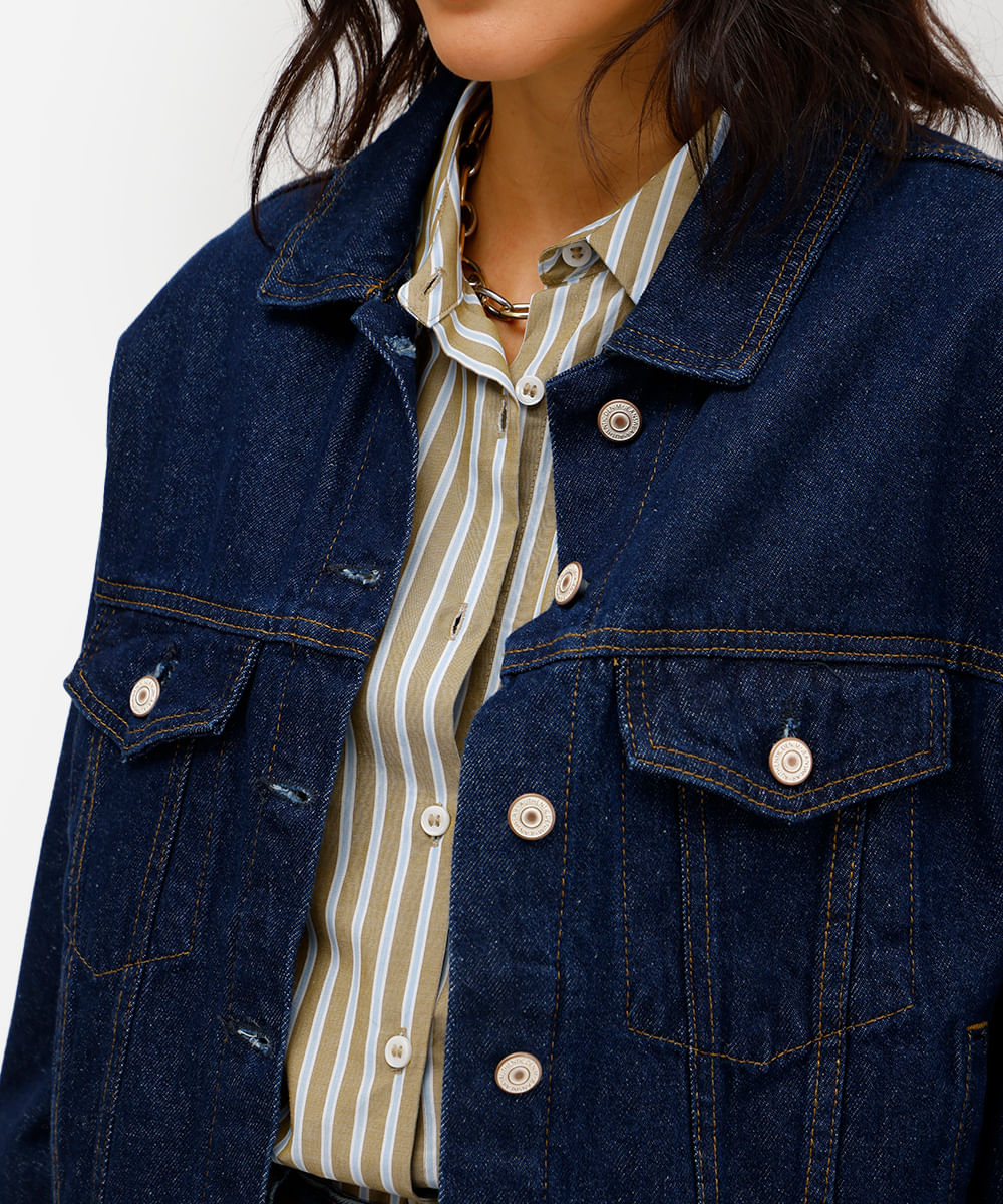 jaqueta feminina jeans azul