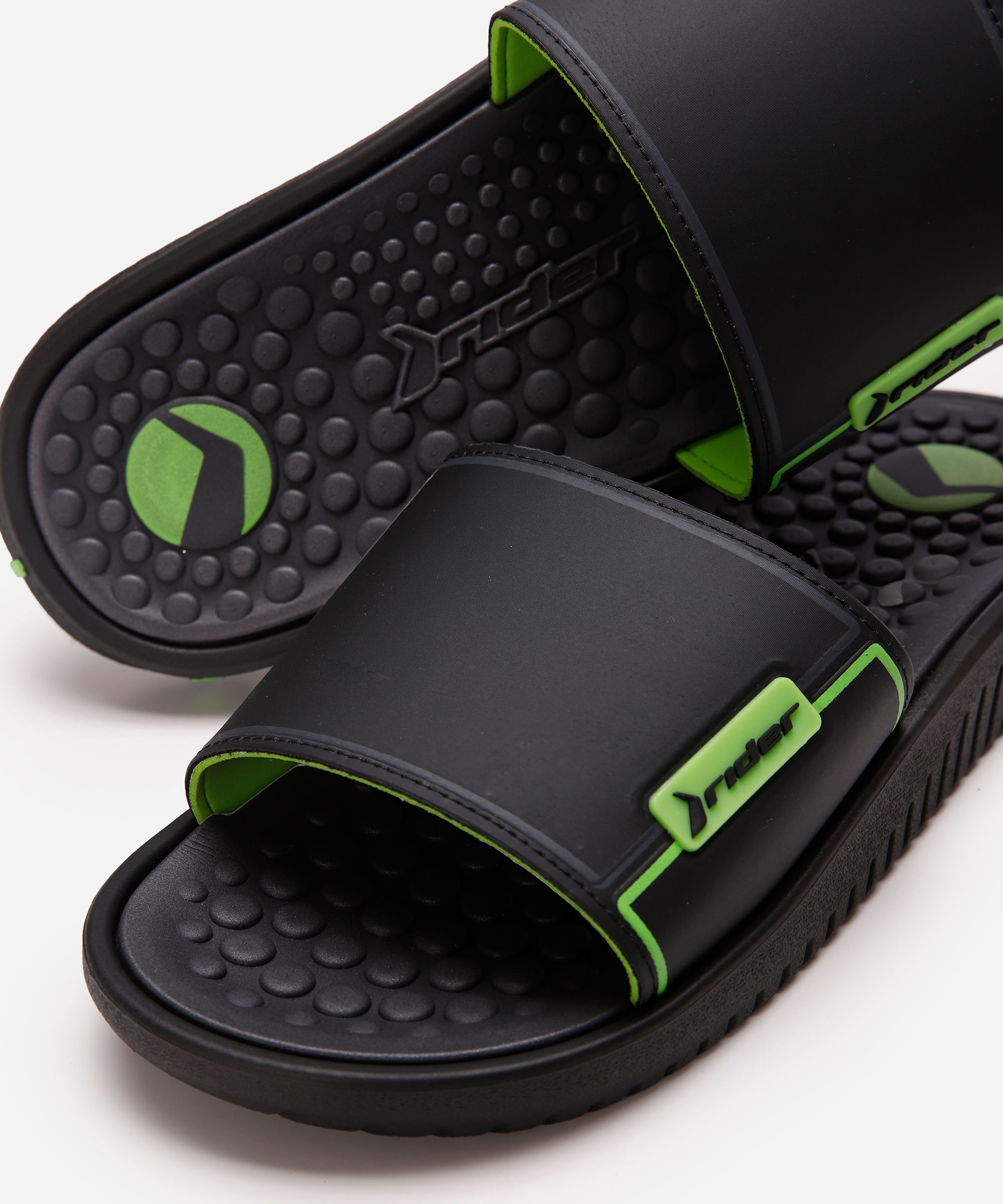 chinelo slim slide rider - preto mescla