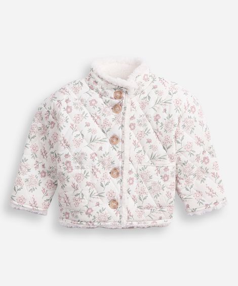 jaqueta puffer infantil matelassê floral colorida
