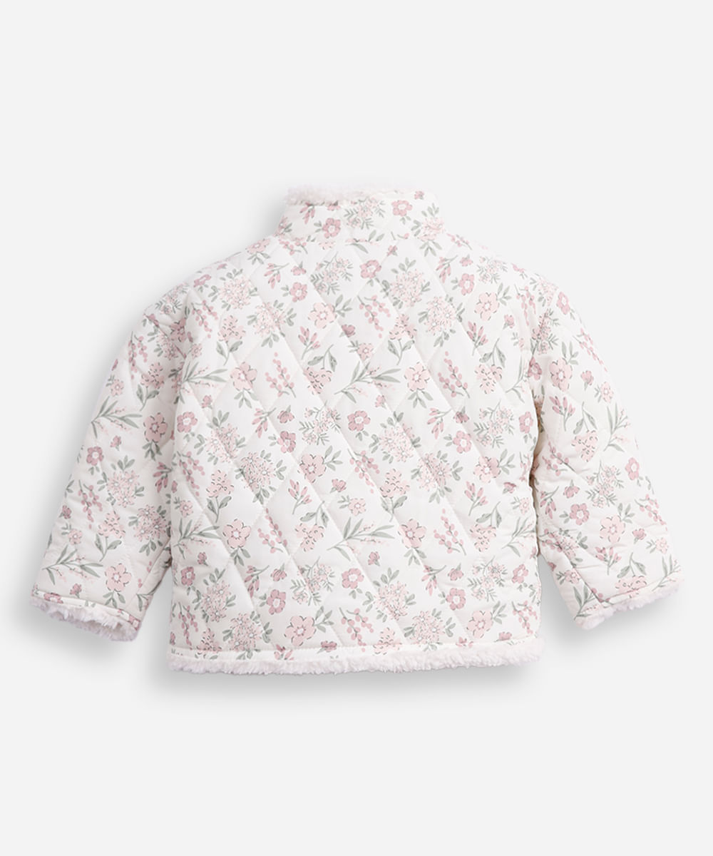 jaqueta puffer infantil matelassê floral colorida