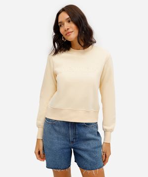 blusão feminino de moletom felpado new york amarelo