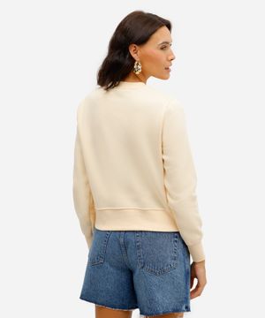 blusão feminino de moletom felpado new york amarelo