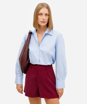 camisa oversized feminina de algodão azul