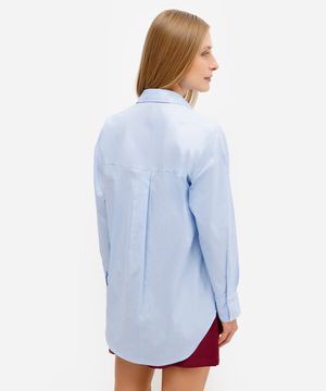 camisa oversized feminina de algodão azul