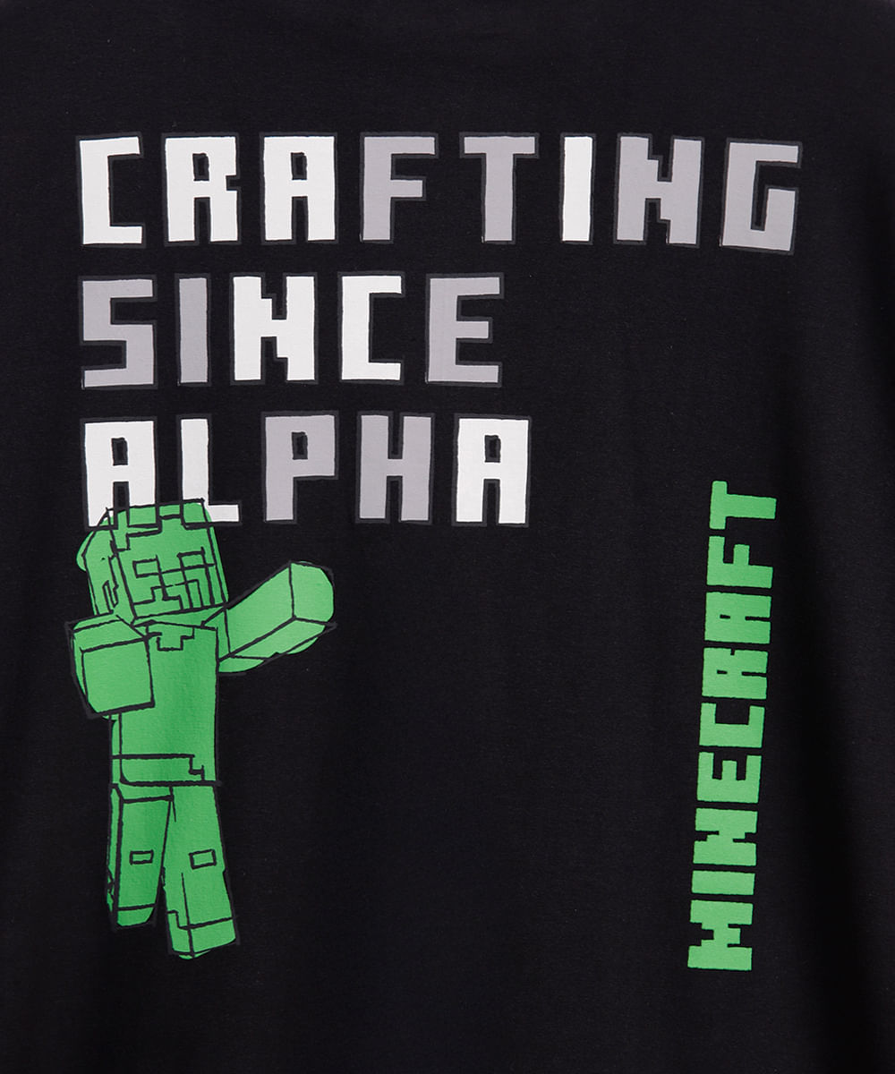 camiseta juvenil sobreposição minecraft  preto