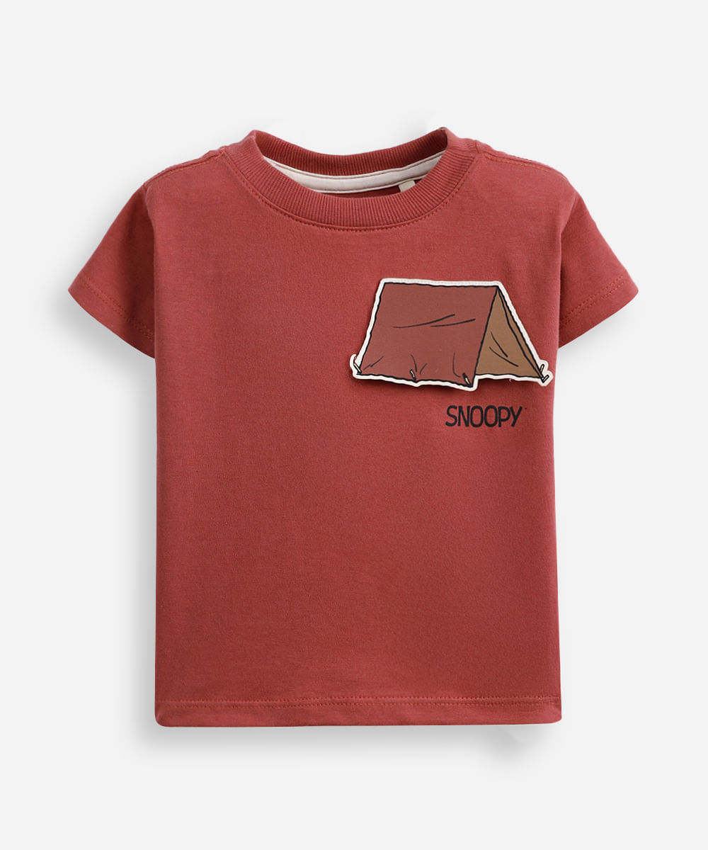 camiseta infantil manga curta snoopy interativo vermelho