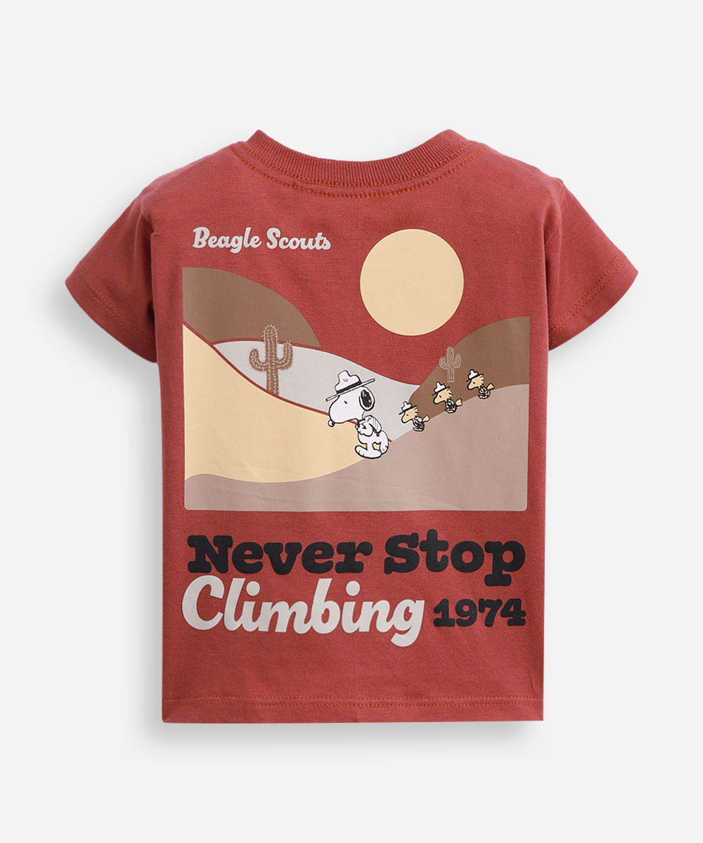 camiseta infantil manga curta snoopy interativo vermelho