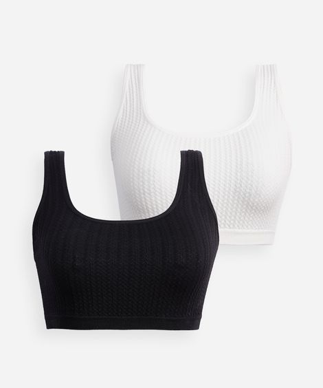 kit de 2 sutiãs sem costura texturizado colorido