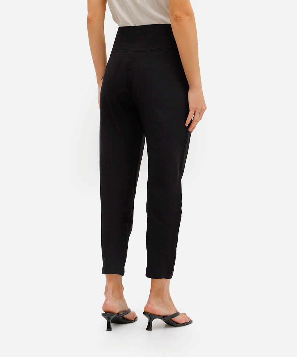 calça feminina de viscose com pregas preto