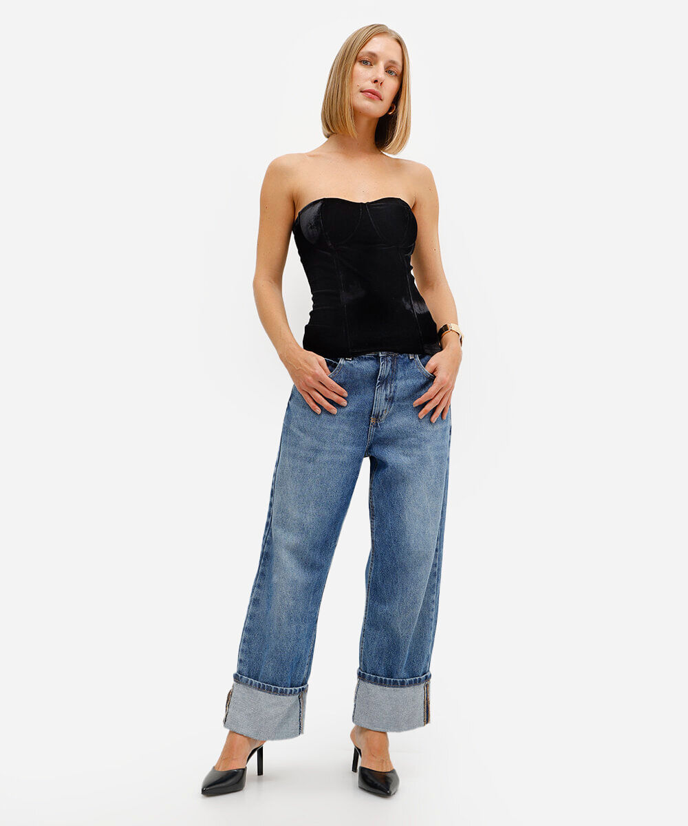 blusa feminina sem alça de veludo preta