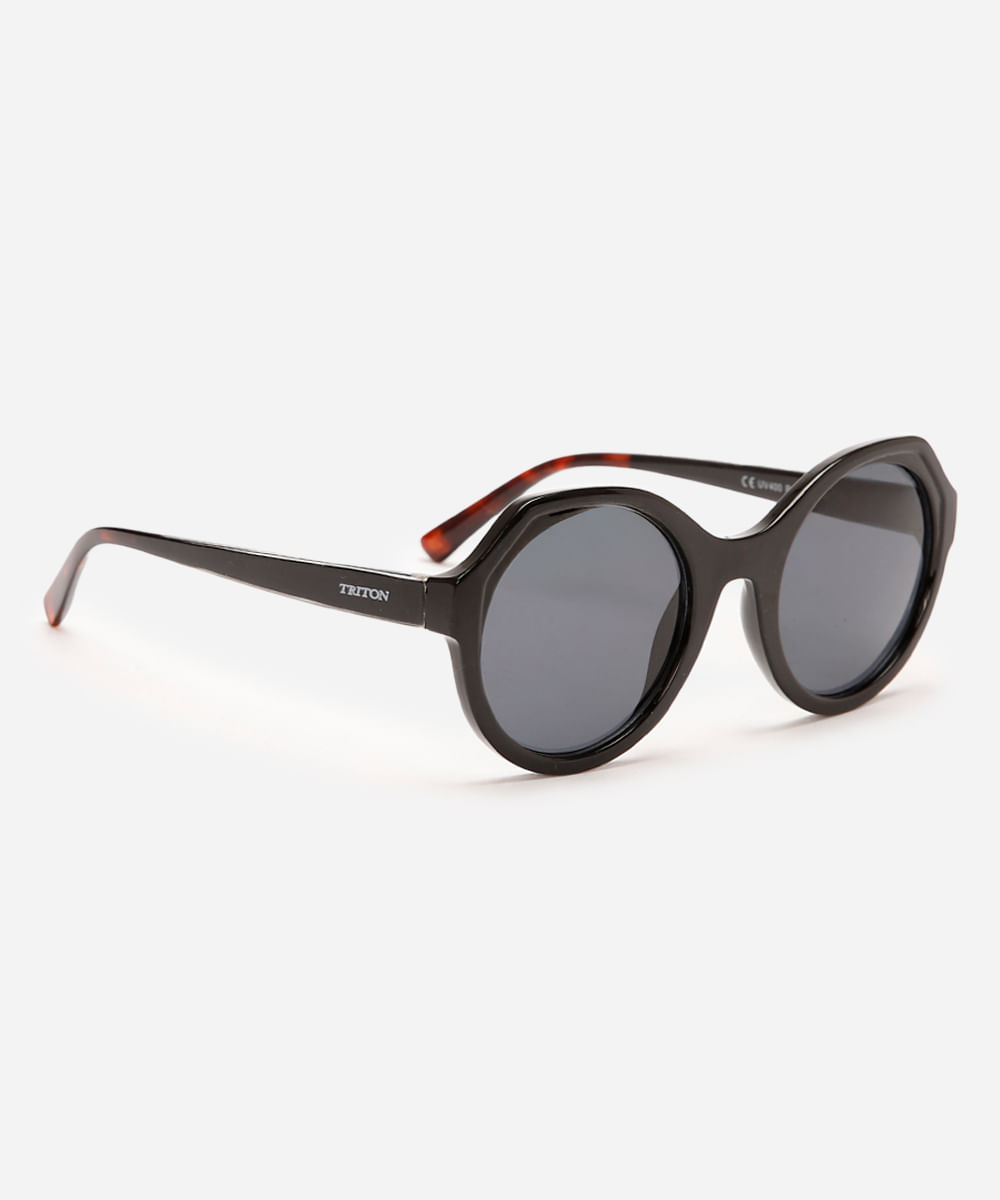 óculos de sol redondo triton feminino preto