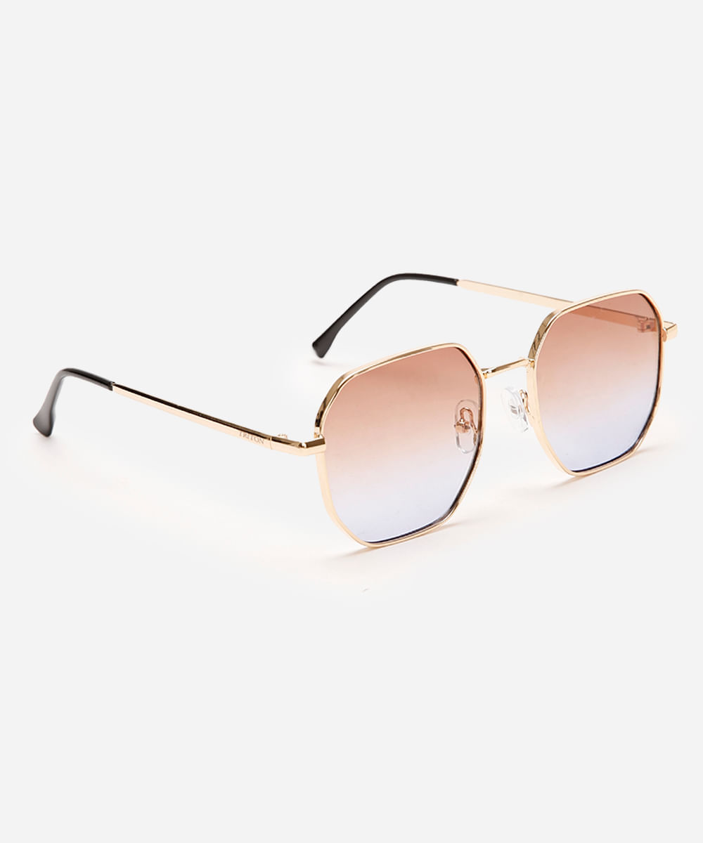 óculos de sol hexagonal triton unissex  dourado