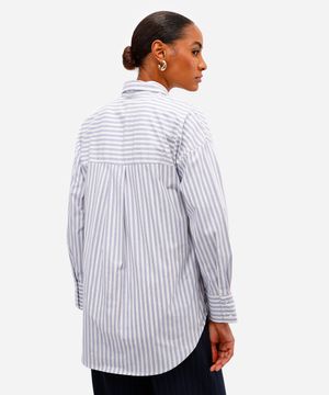 camisa oversized feminina de algodão azul