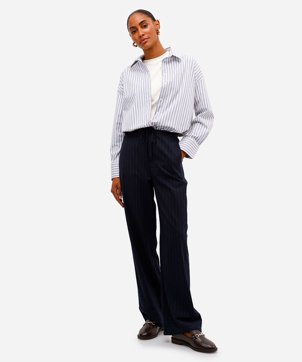 camisa oversized feminina de algodão azul