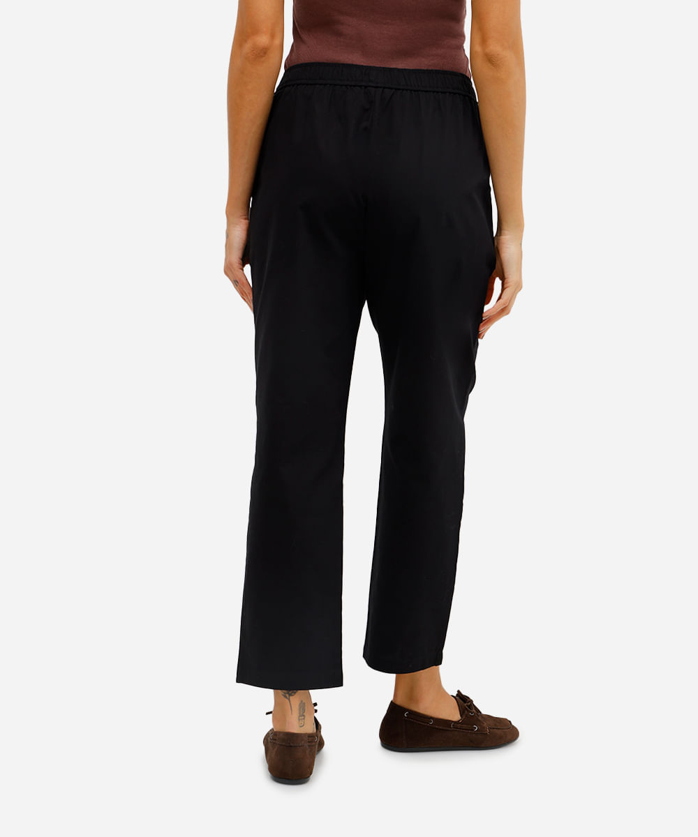 calça reta básica feminina de algodão preta