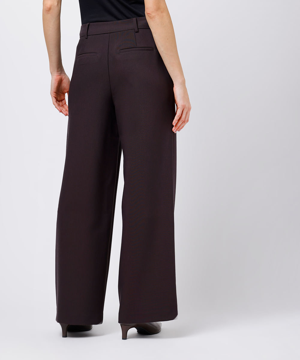 calça reta feminina de alfaiataria mindset marrom