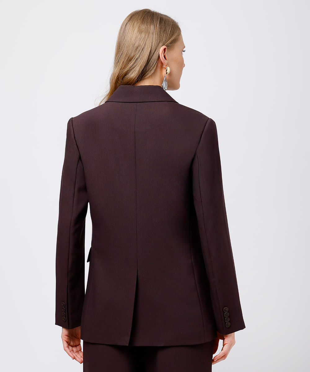 blazer de alfaiataria feminino mindset marrom
