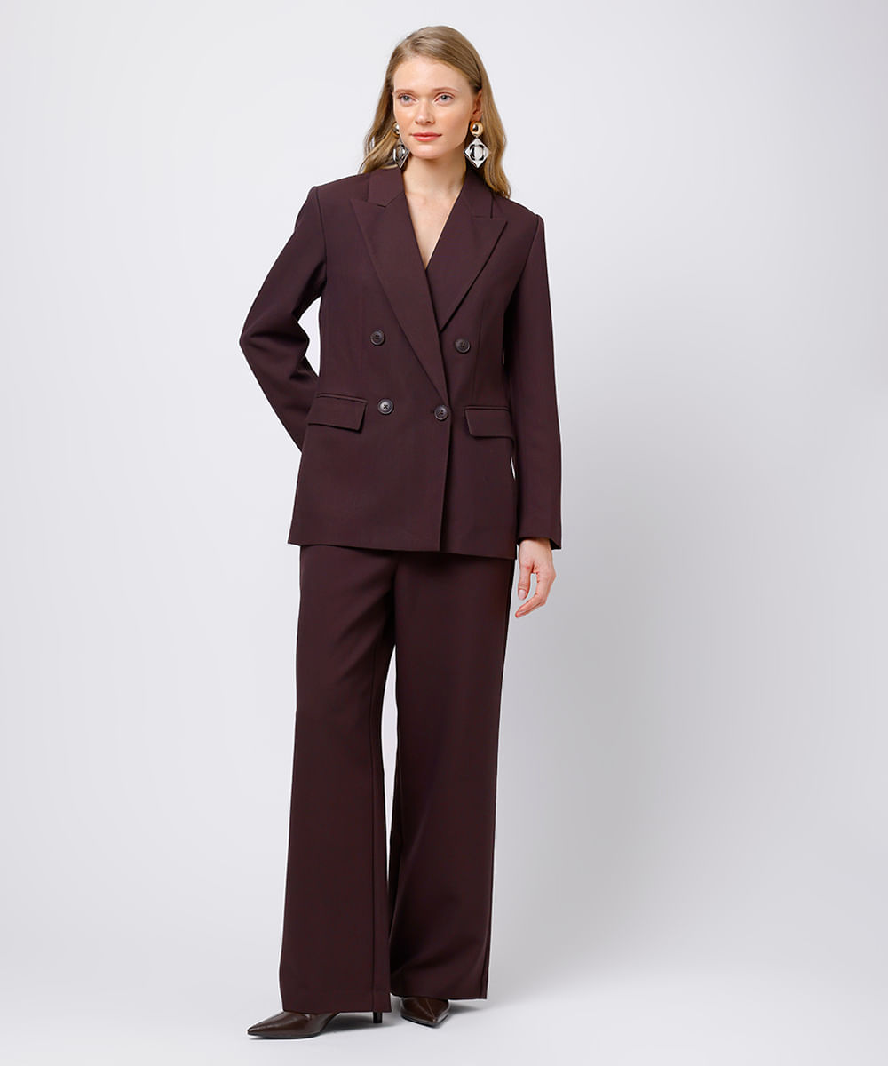 blazer de alfaiataria feminino mindset marrom