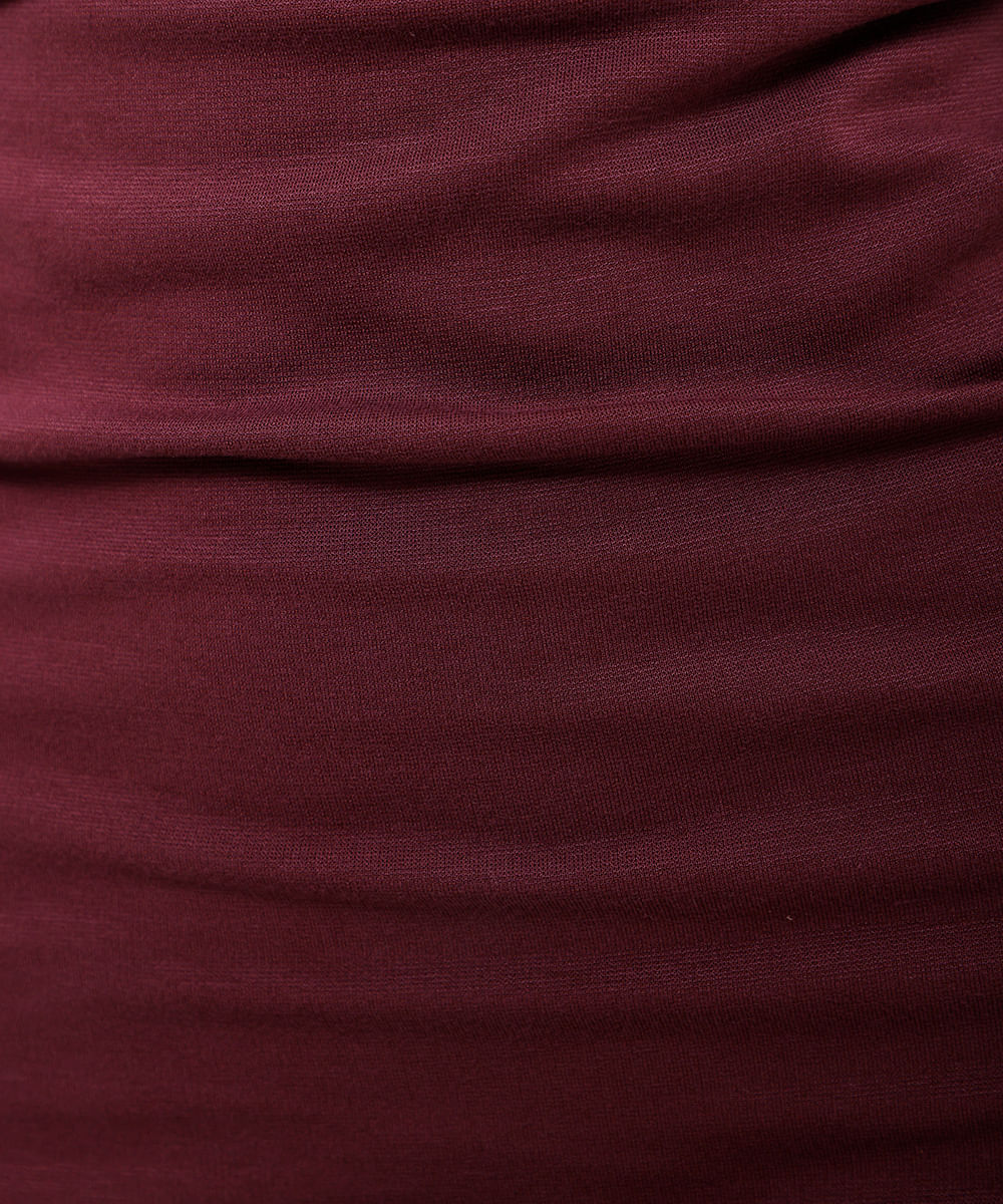 vestido ombro a ombro feminino franzido mindset vinho