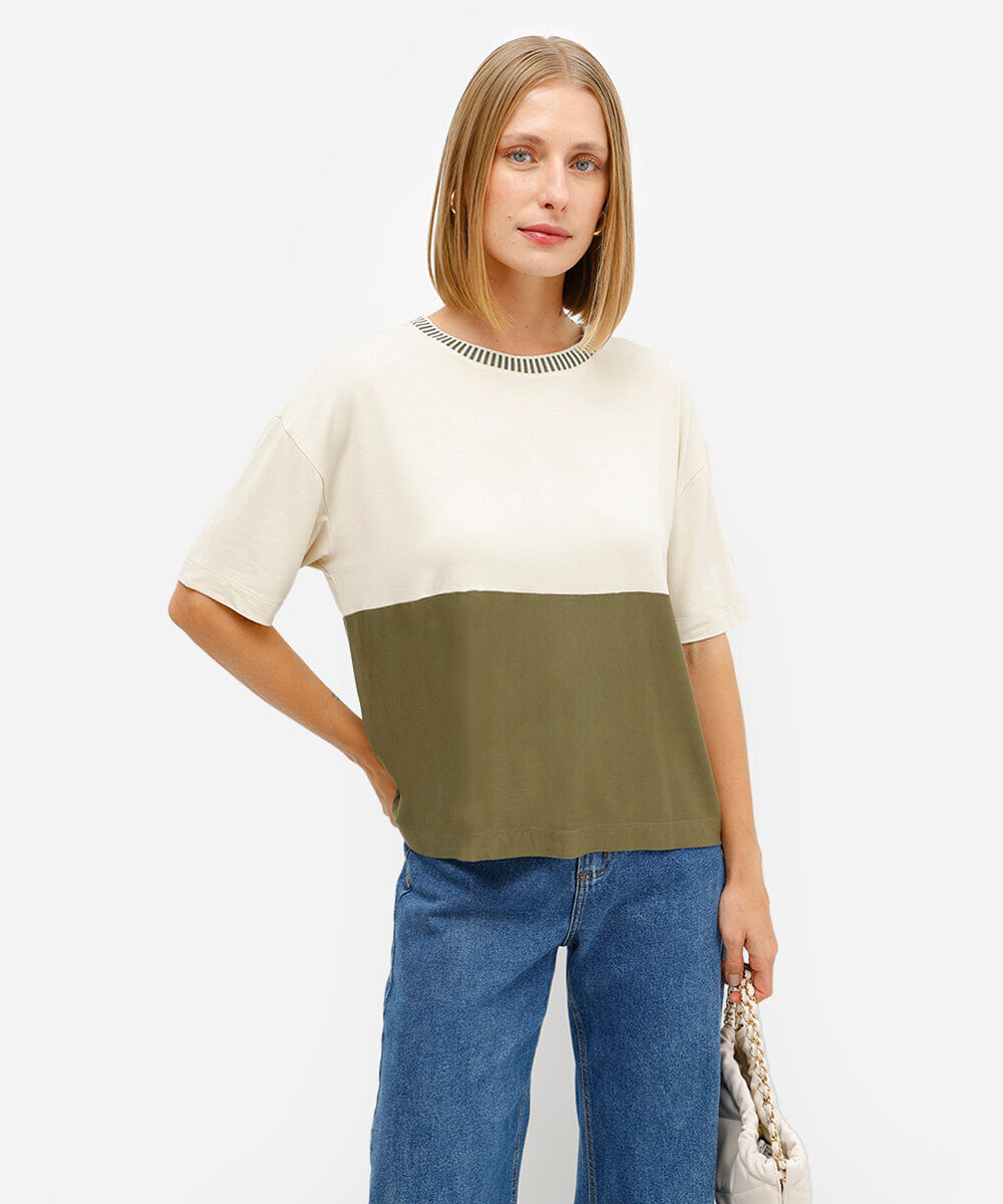 cropped feminino de viscose com recorte verde