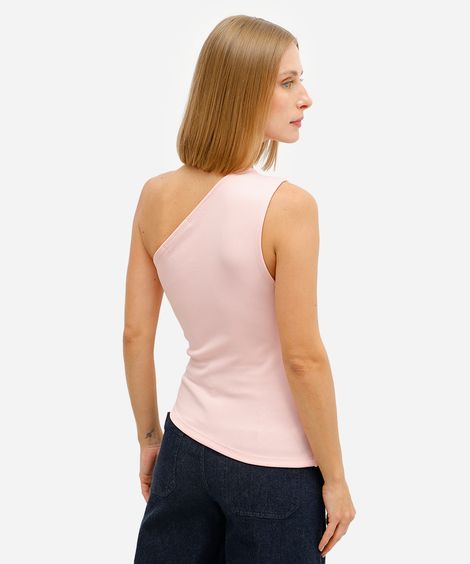 blusa ombro único feminina assimétrica rosa