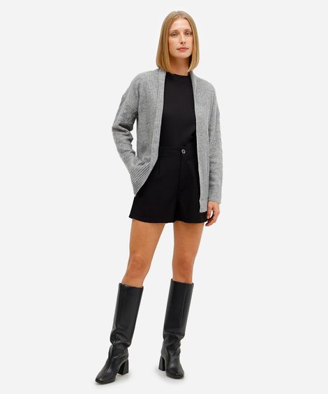 short de alfaiataria feminino texturizado preto