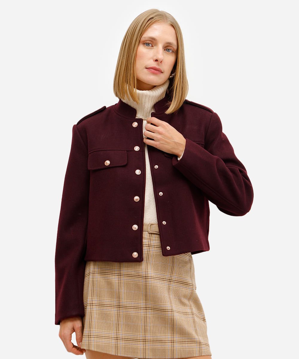 casaco feminino texturizado vinho