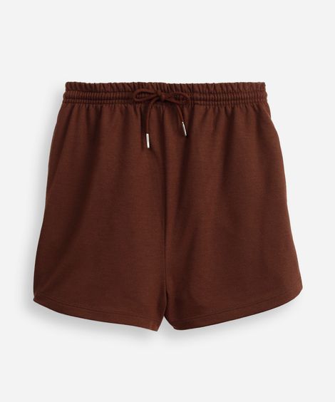 short de moletom juvenil cós com elástico e bolsos marrom