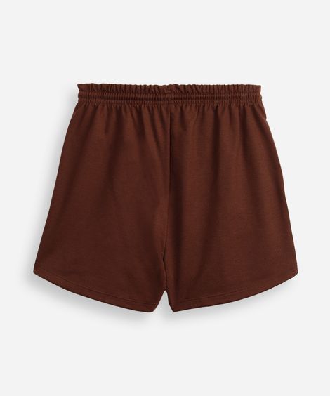 short de moletom juvenil cós com elástico e bolsos marrom