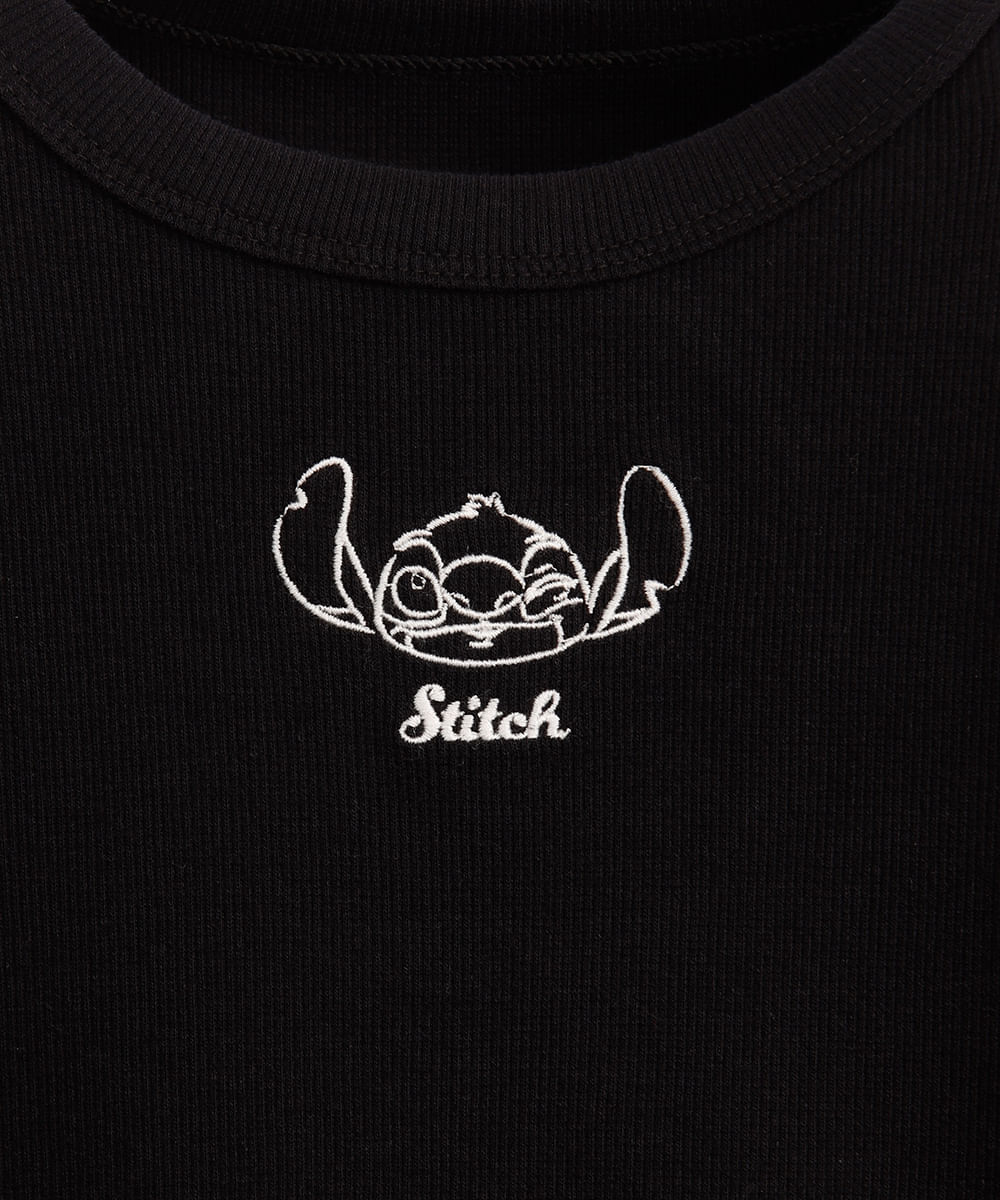 blusa juvenil canelada stitch preto