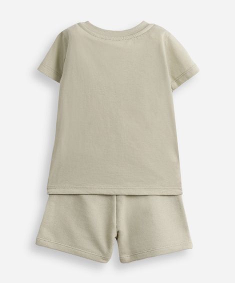 conjunto infantil manga curta rei leão verde