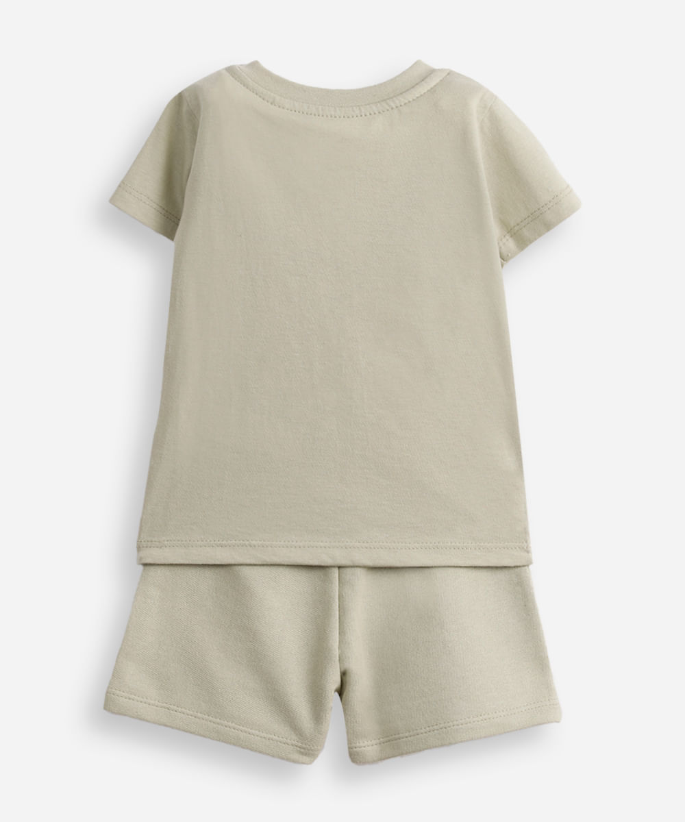 conjunto infantil manga curta rei leão verde