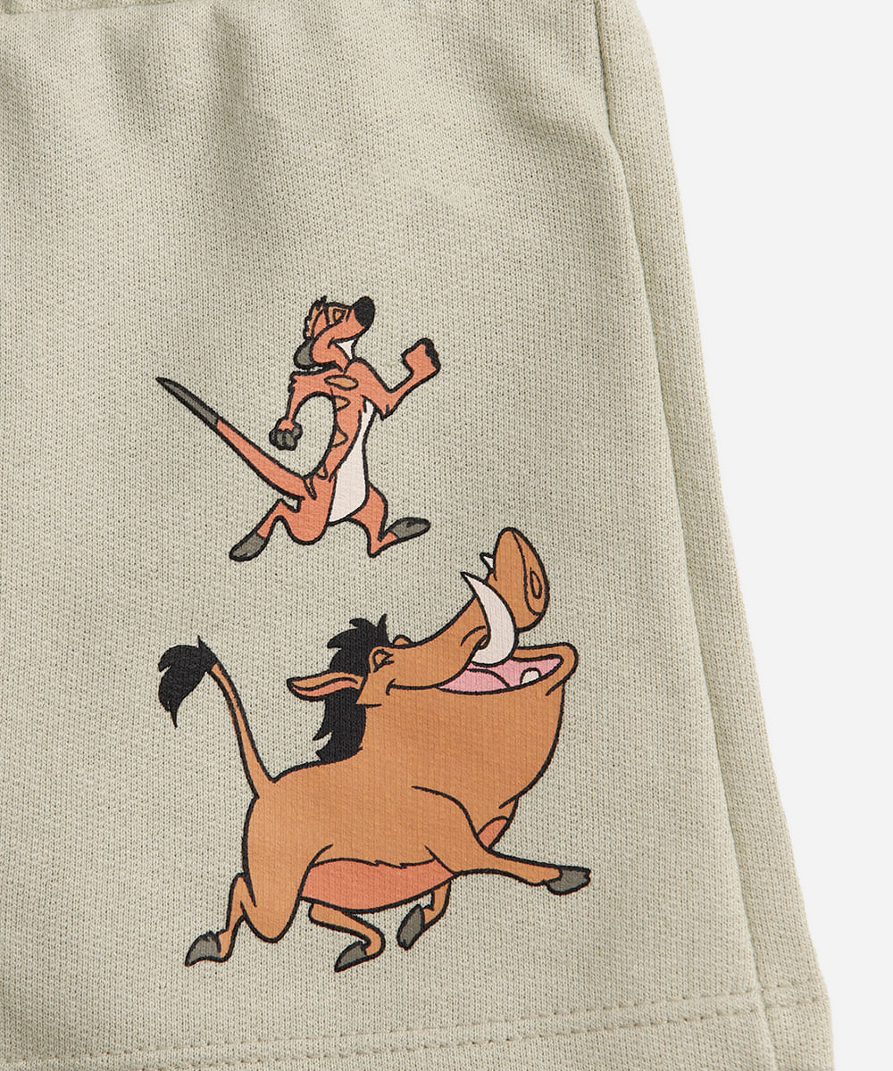 conjunto infantil manga curta rei leão verde