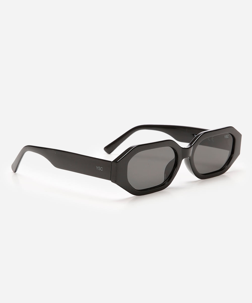 óculos de sol oval preto