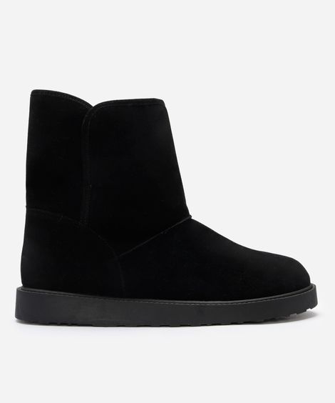 bota de camurça com forro de pelúcia oneself preta