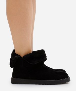 bota de camurça com forro de pelúcia oneself preta