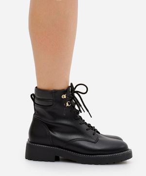bota coturno feminina cano curto tratorada vizzano preta