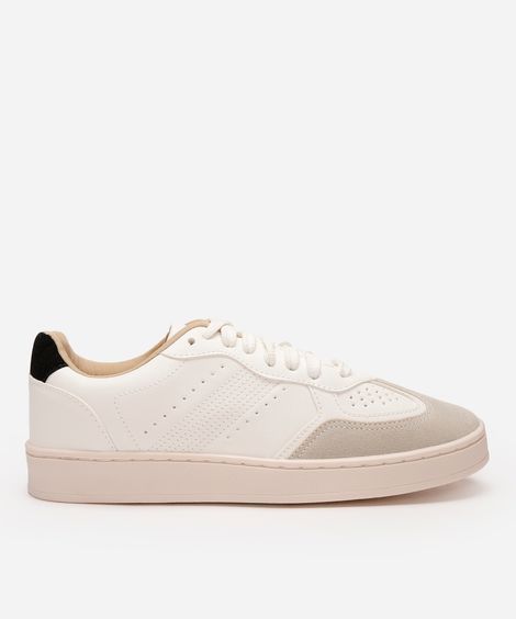 tênis casual feminino com recortes branco